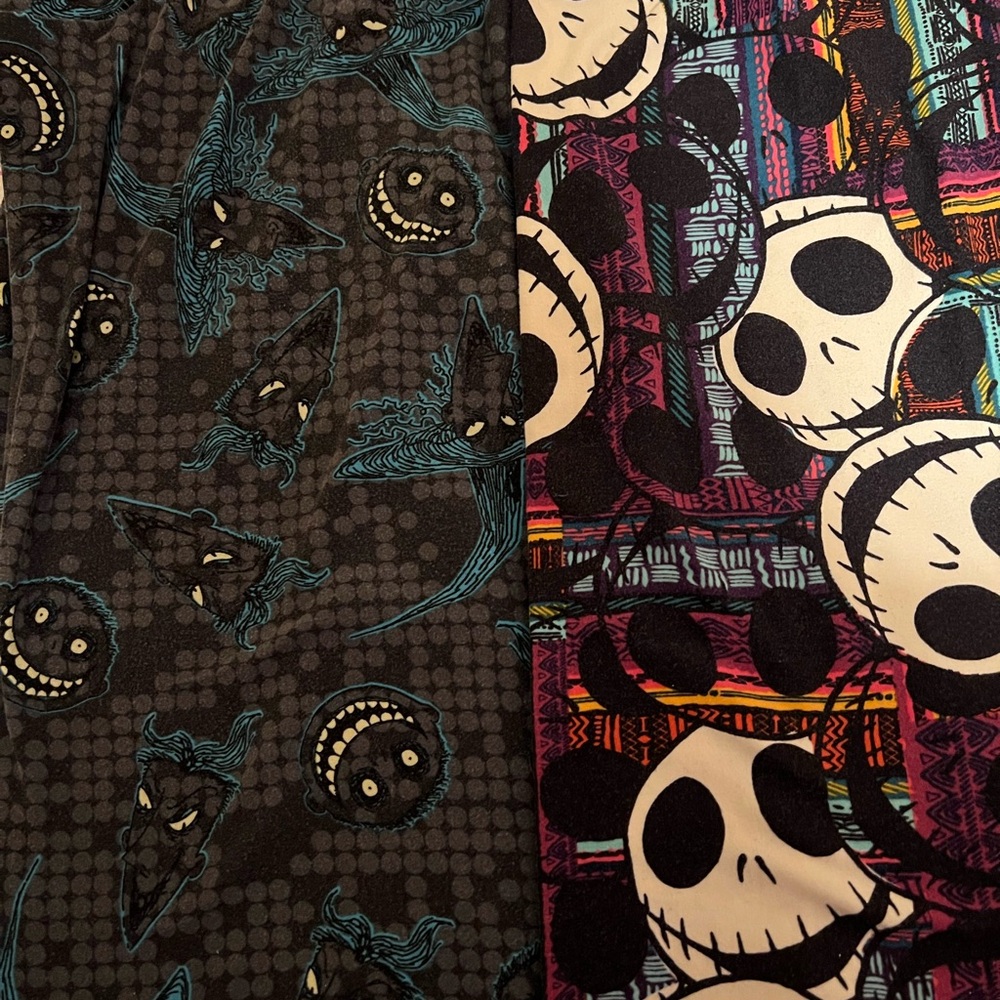 LuLaRoe Black and Multicolor Patterned Leggings